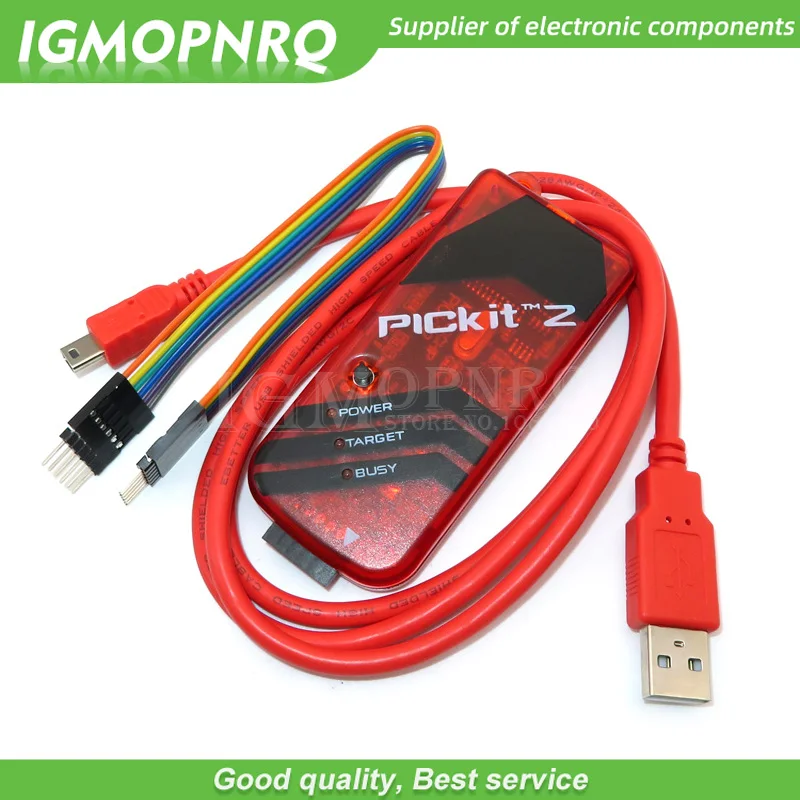 1pcs PICKIT2 PIC Kit2 Simulator PICKit 2 Programmer Emluator Red Color w/USB cable Dupond Wire IGMOPNRQ