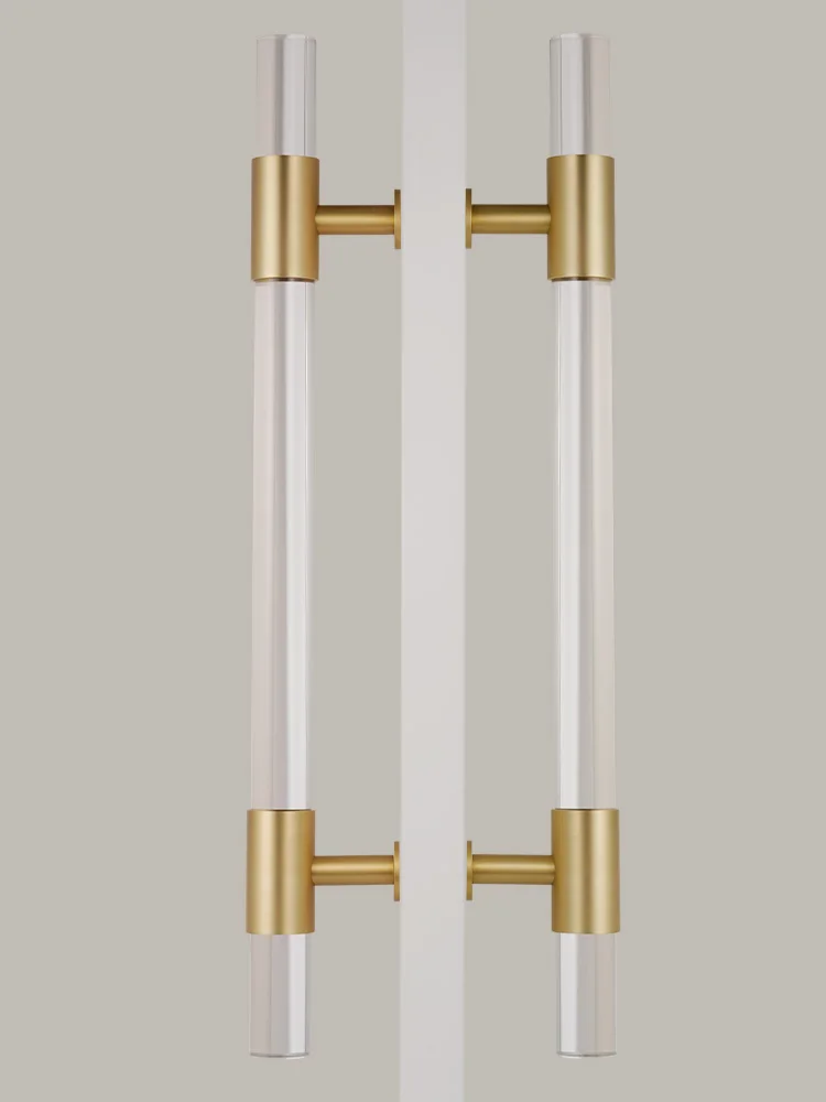 Dooroom Brass Acrylic Door Handles transparently Double Door Door Shower Room Single Side Double Side Matt Gold Pulls