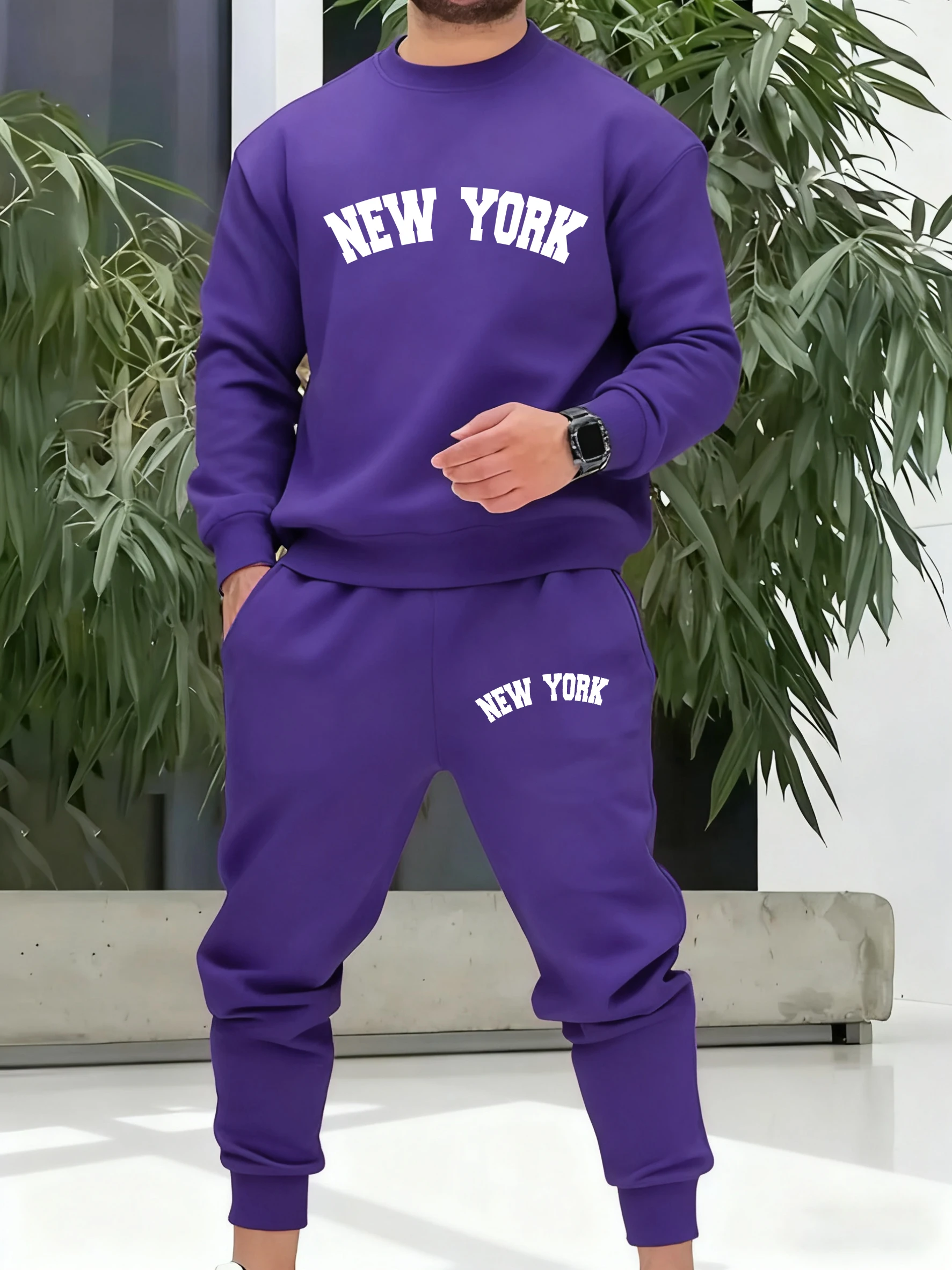 Chasing Dreams In New York Sweatshirt Herren Basics All-Match-Hosen Lässige Retro-Fleece Langarm Unisex Hip Hop Modeanzüge