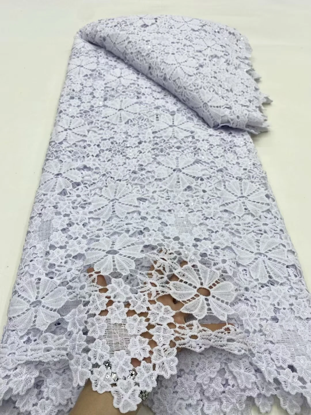 

Новейший белый молочный шелковый шнур, африканская кружевная ткань с блестками, 2022, высокое качество, нигерийская гипюровая кружевная ткань для праздничного платья LDP25146