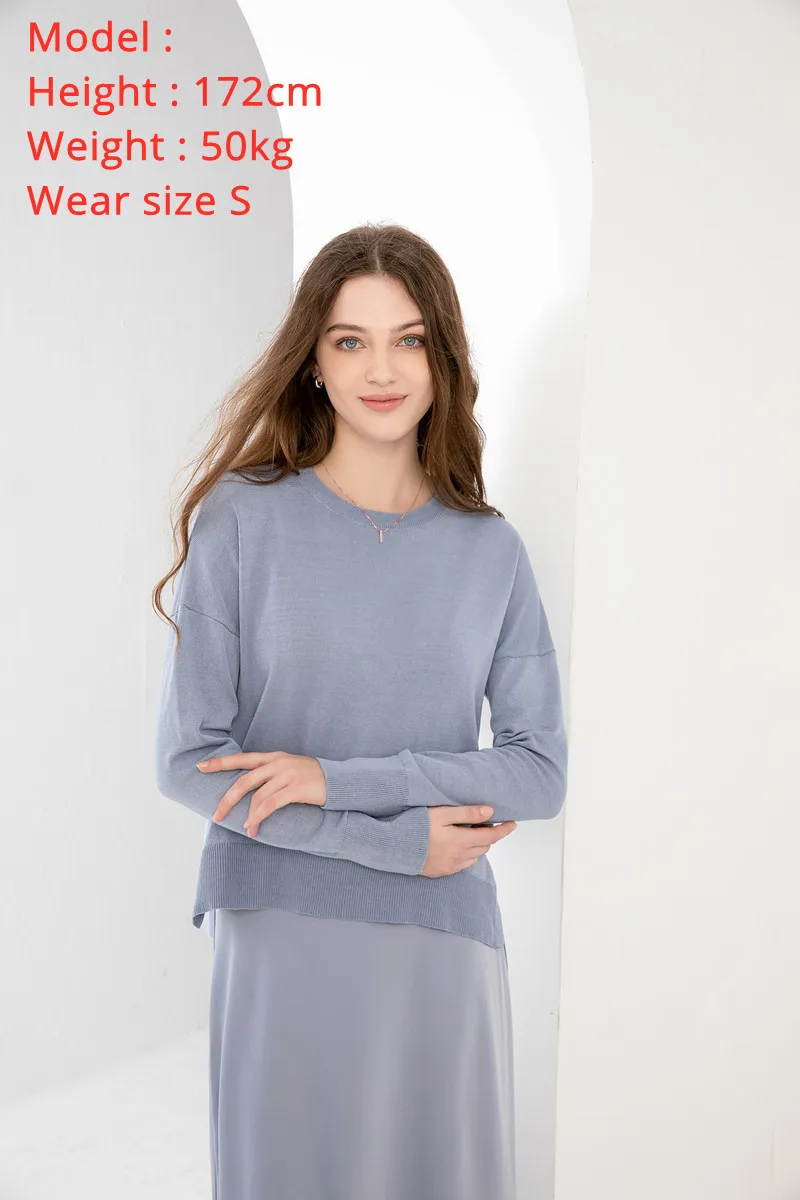 AS 2024 spring summer elegant graceful woman clothing loose fitting knitting top+matte satin skirt with lining (ship out in 1 d)