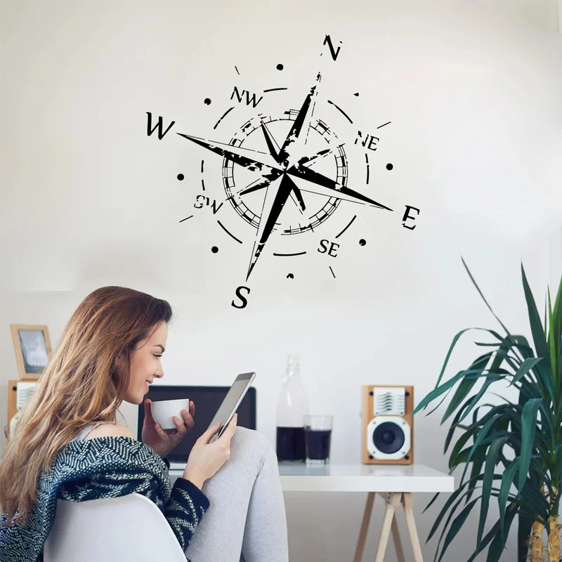 Nautical Home Decor Wall Sticker Compass Decals Vinyl Art Decoration Living Room Kids Bedroom Bathroom Mural Removable G044