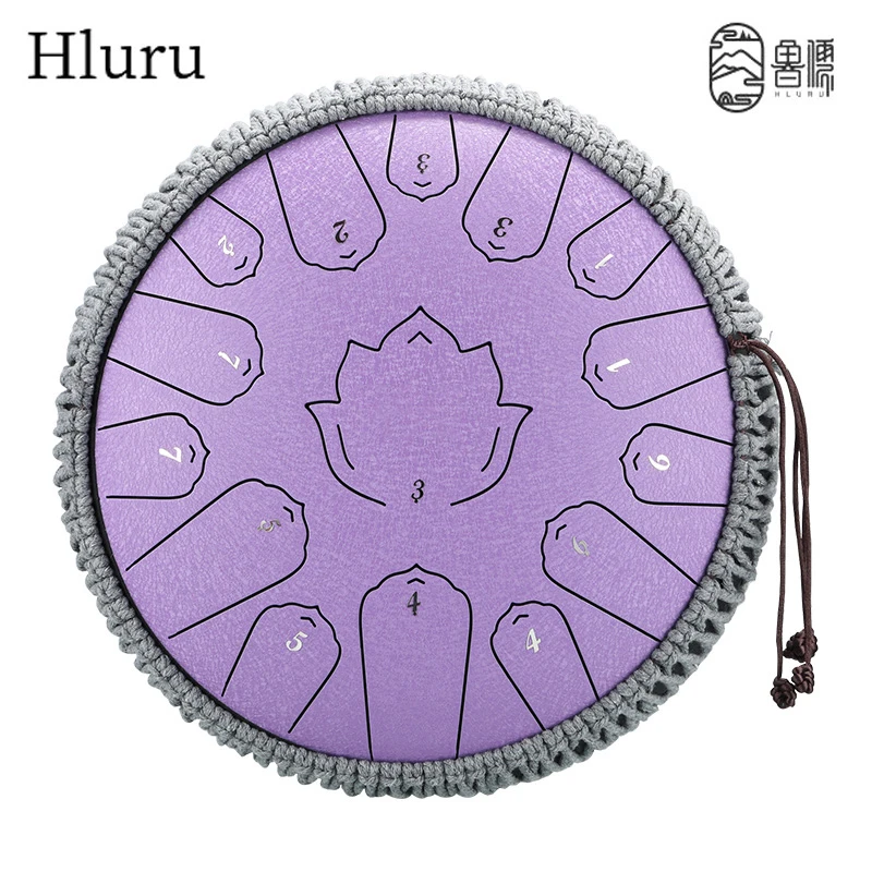 Hluru Steel Togue Drum 13 Inch 15 Notes Lotus Pattern C Tone Ethereal Drum Meditation Yoga Music Percussion Instrument Tool Part