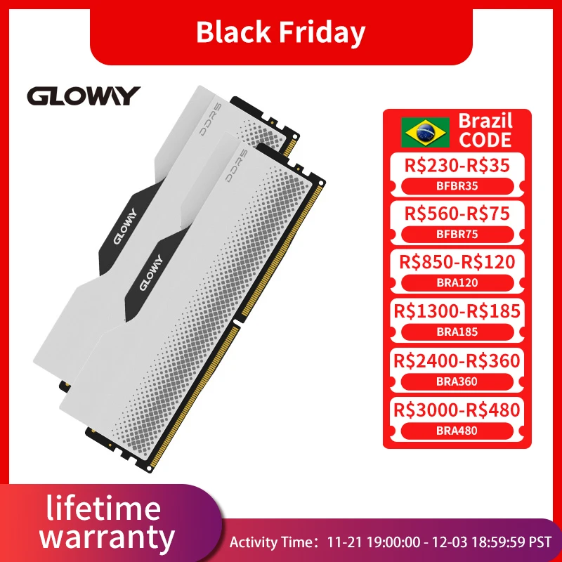 Gloway Memoria Ram DDR5 32GB (16GBx2) 6000MHz 6400MHz Memoria Ram Kit DDR5 6000MHz UDIMM Dual Channel Desktop Ram For PC