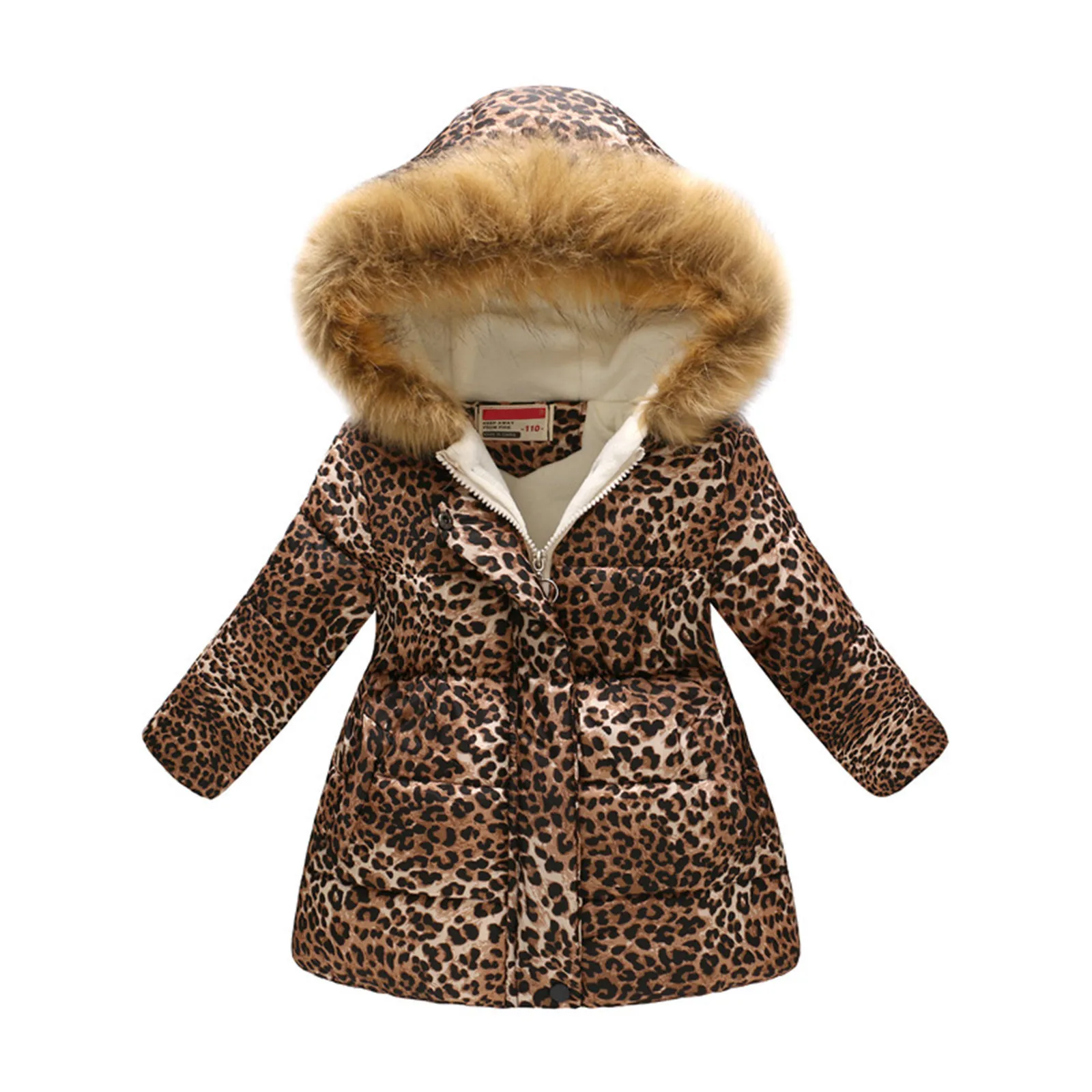 New Kids Hooded Jacket Girls Winter Warm Coat Artificial Fur Children\'s Clothes Cute Cartoon Fox Print Thicken Autumn Outerwear