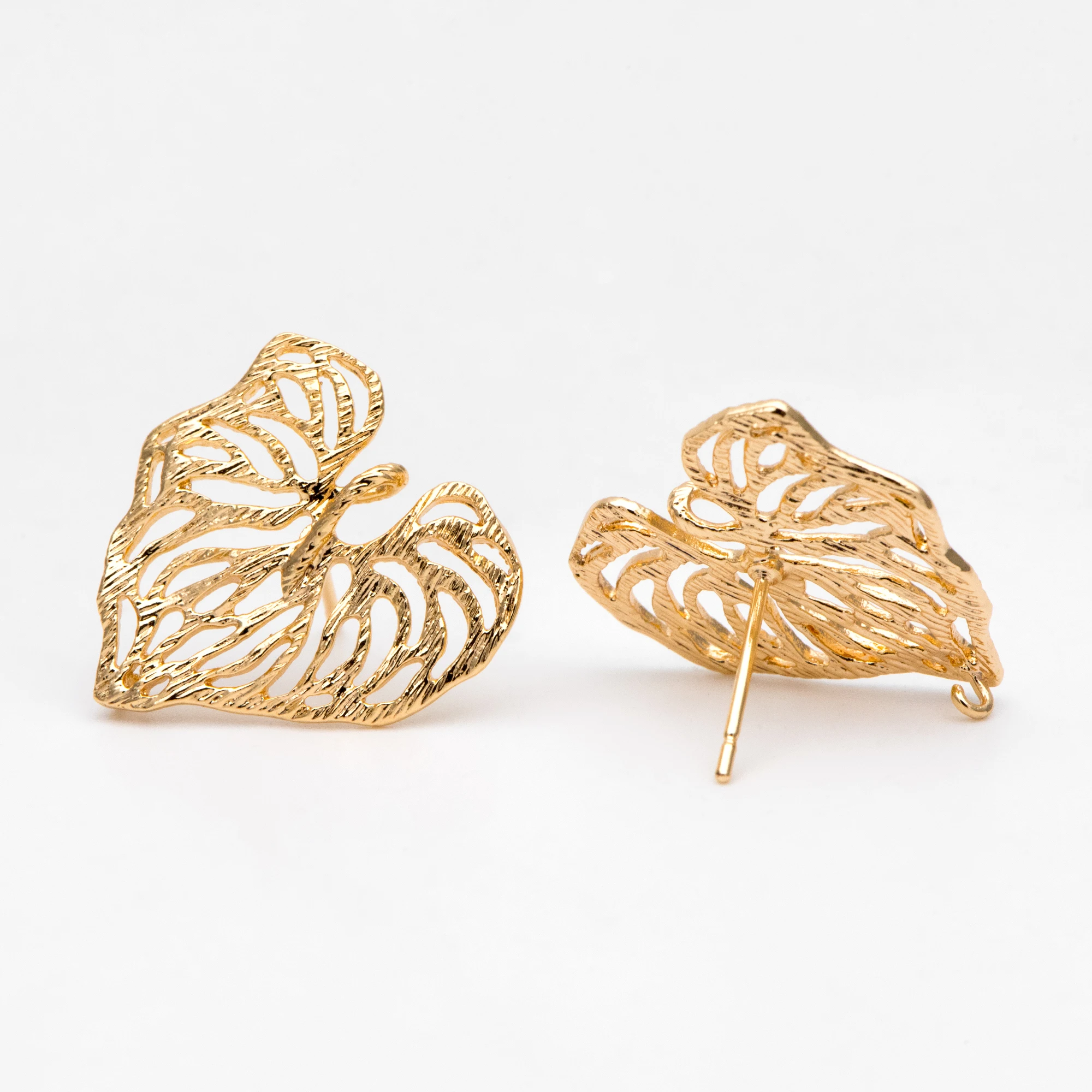 

10pcs Gold Heart Leaf Earring, Filigree Earring, Earring For Jewelry Making DIY Supplies (GB-3174)