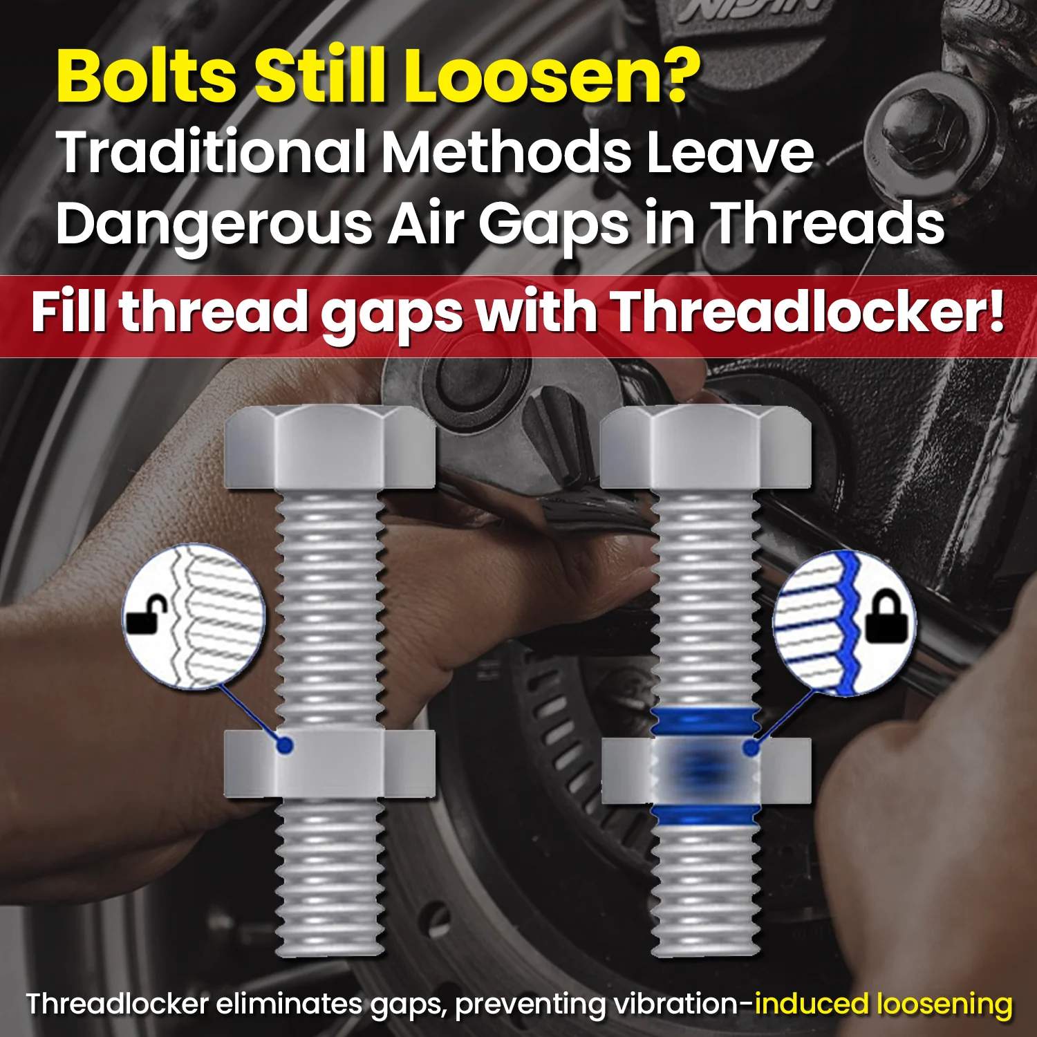 Colla per viti, fissaggio a vite, colla anaerobica, resistenza elevata e resistenza alle alte temperature, resistenza all'olio caldo, staccabile.