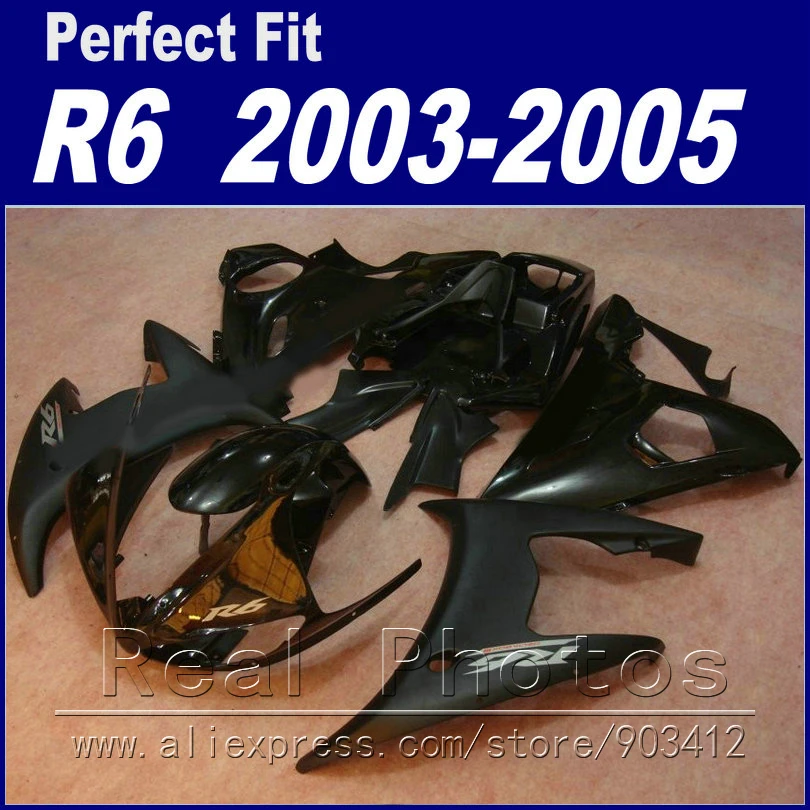 

Новое поступление, комплект обтекателей для YAMAHA R6 2003 2004 2005, глянцевый и матовый черный обтекатель YZF 03 04 05