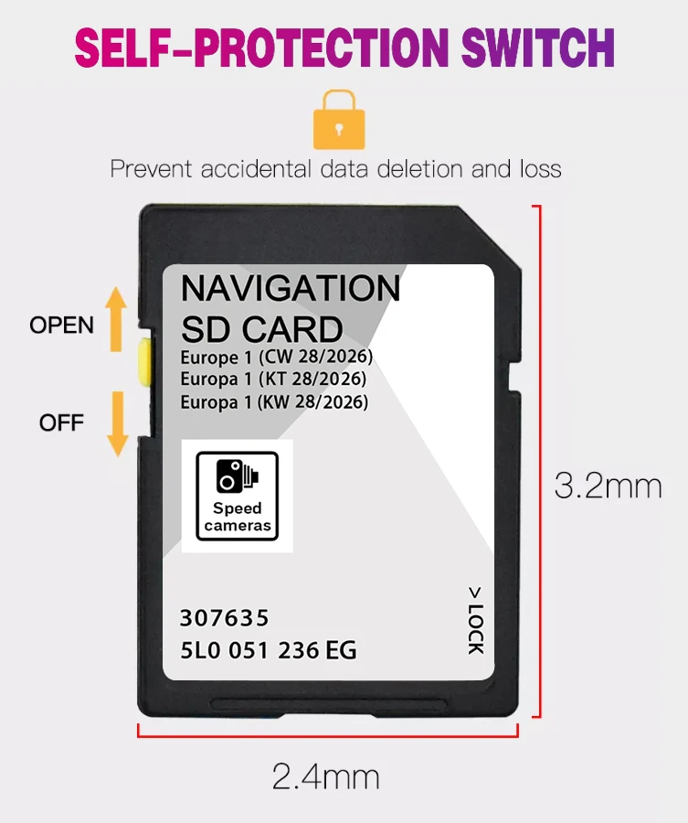 لسكودا اوكتافيا رائع فابيا سيارة اكتشف وسائل الإعلام MIB2 الملاحة بطاقة SD 32 جيجابايت أوروبا المملكة المتحدة خريطة نظام تحديد المواقع 5L0051236EG