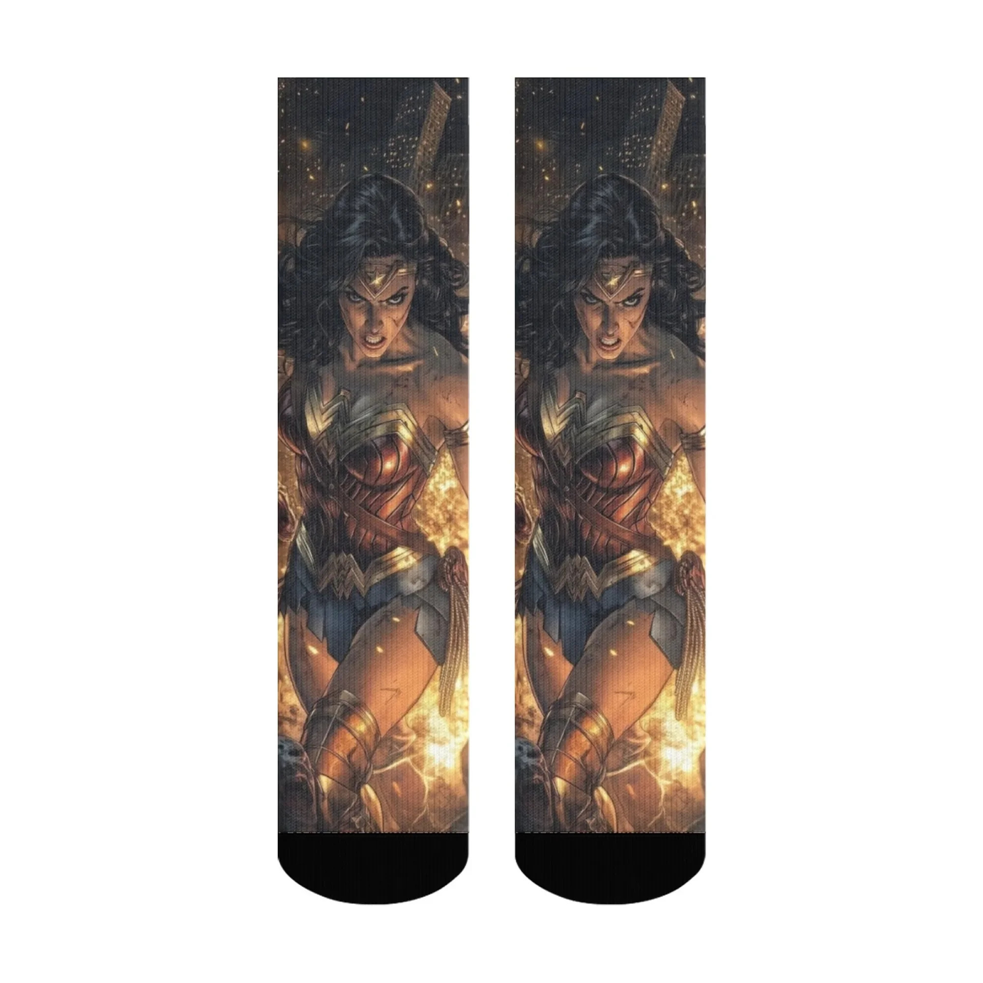 Retro Anime Justice Heroine Fun Socks Novelty Hip Hop Harajuku Compression Socks Unisex Casual Comfortable Sports Socks Gift