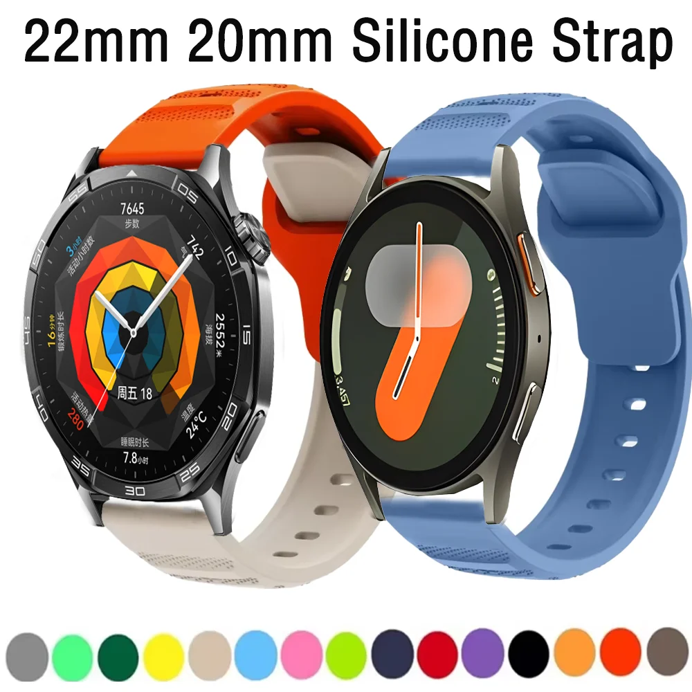 Силиконовый ремешок 22 мм 20 мм для Huawei Watch 4/3/GT5-4-3-2, дышащий ремешок Amazfit GTR 4/GTS Samsung Galaxy Watch 7/6/5/4, 40 мм, 44 мм