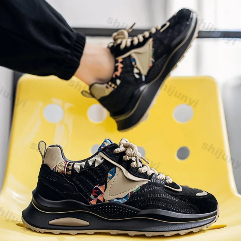 

LiveDay Men's Running Sneakers Spring Autumn Comfortable Non-Slip Trend Wear-Resistant Vintage Lace-Up Casual Outdoor Shoes