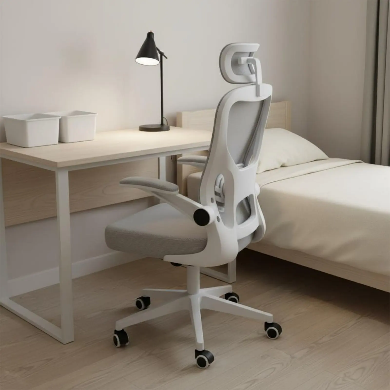 Ergonomic Office Chair Reclining Backrest Adjustable Computer Chair Flip-up Armrests Space-Saving for PC Gaming Users