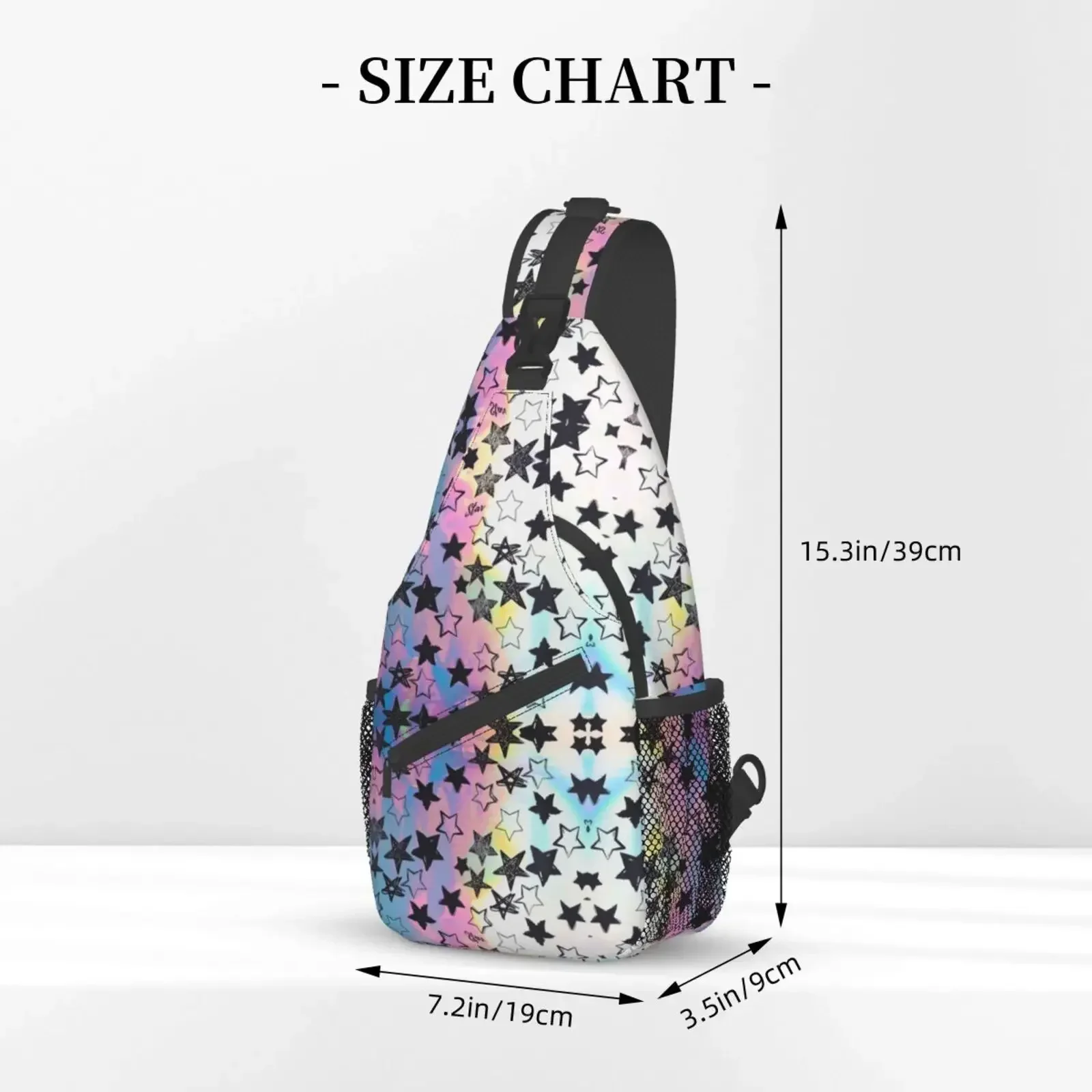 Gradual Color Star Sling Bag for Women Men Star Print Crossbody Shoulder Bags Casual Backpack Chest Bag Travel Hiking Outdoor