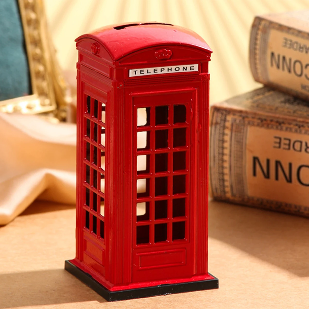

Red Vintage London Telephone-Booth Money Saving Box Multifunctional Money Bank For Storage Coin Money