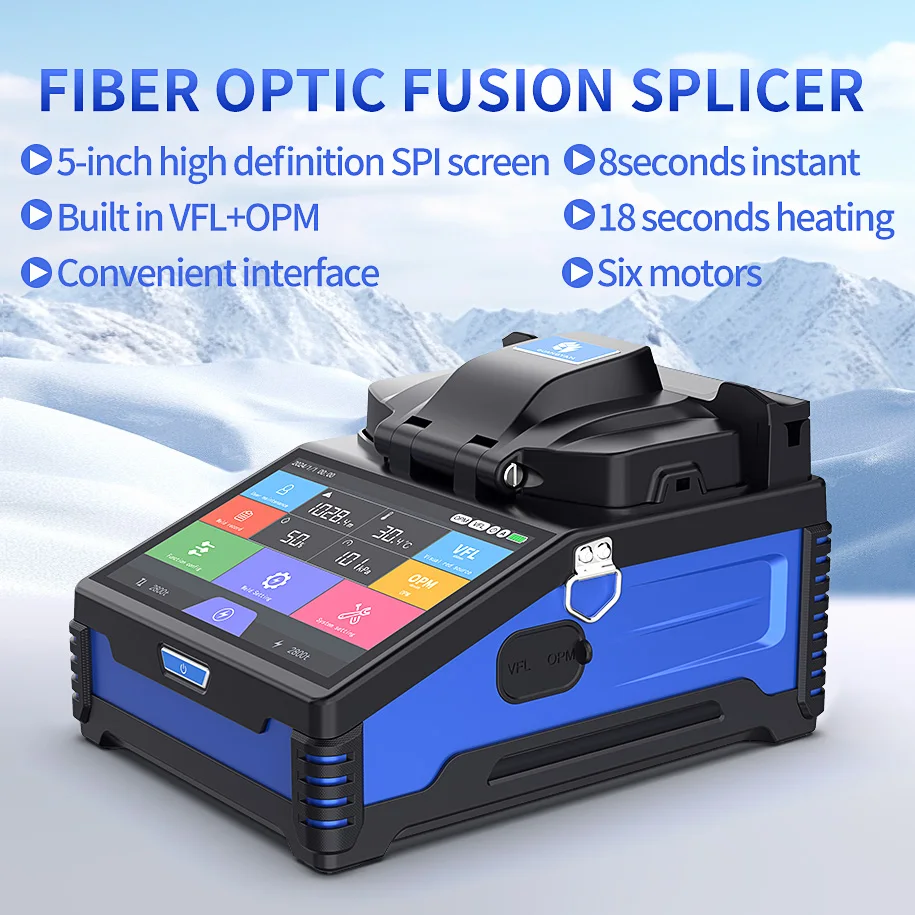

K3S High Quality Optical Fiber Fusion Splicer 6 Motors FTTH Fiber Optic Splicing Machine Support Multiple Languages