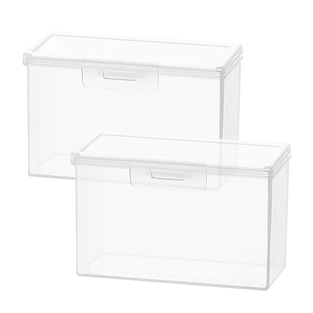 

2 Pcs Card Storage Box Holder Case Game Cards Container Clip Plaything Cases Plastic Rectangular