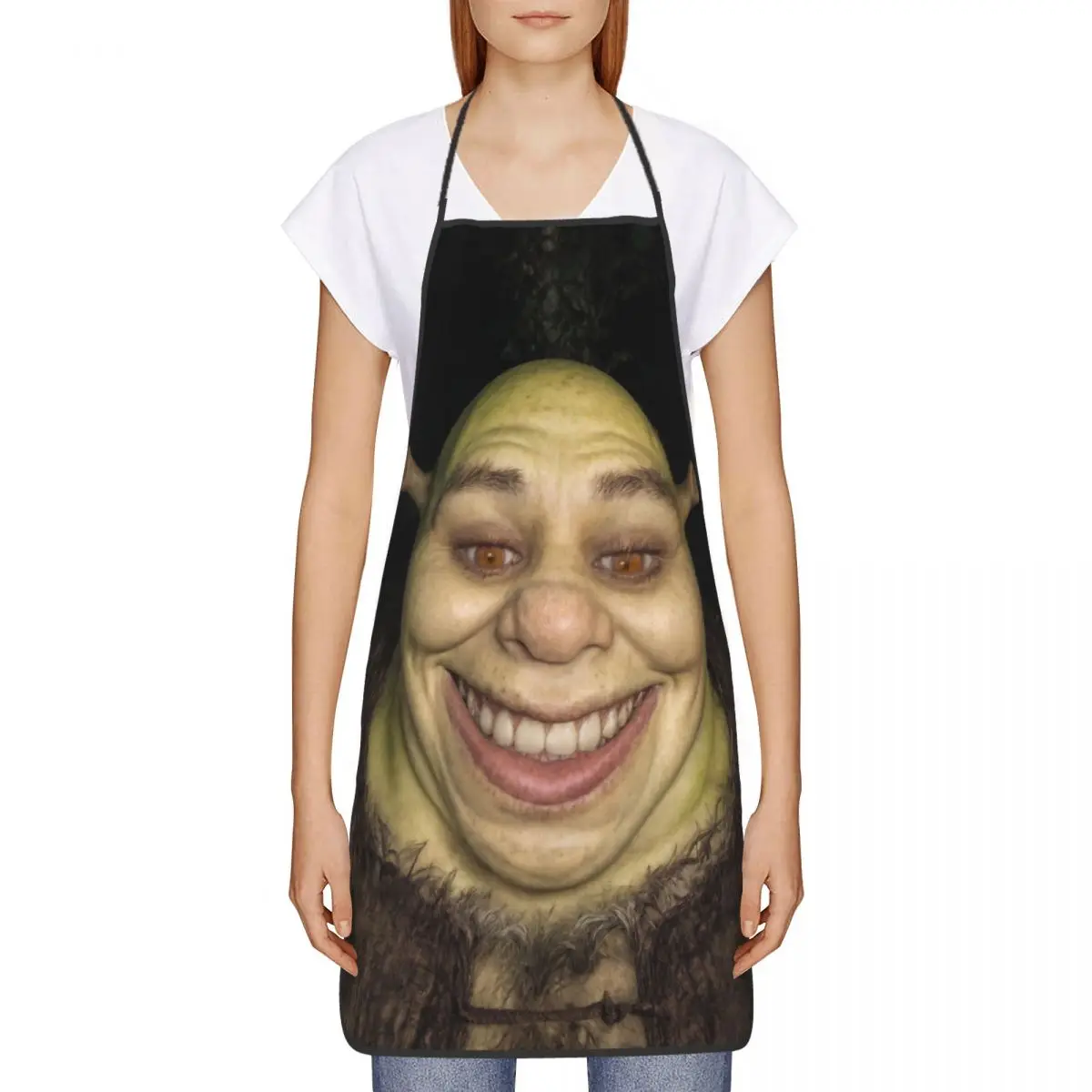 Custom Unisex Cursed Photorealistic Shrek Kitchen Chef Cooking Baking Apron Men Women Funny Monster Tablier Cuisine for Painting