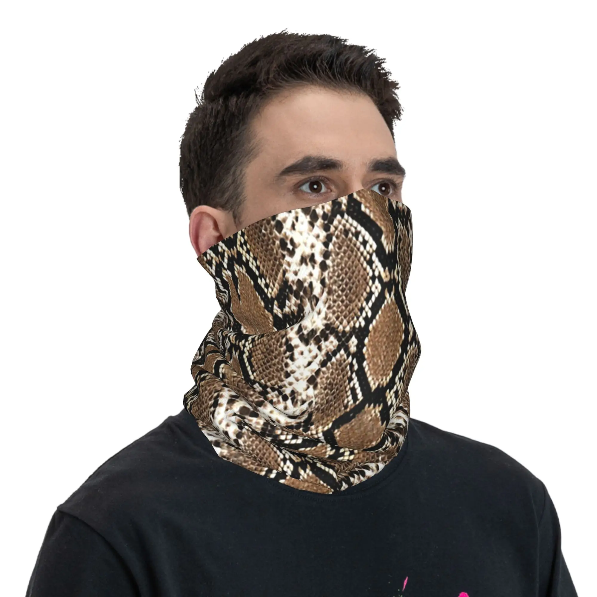 Python Skin, Snake Pattern Bandana Neck Gaiter Printed Mask Scarf Face Mask Running for Men Women Adult Windproof