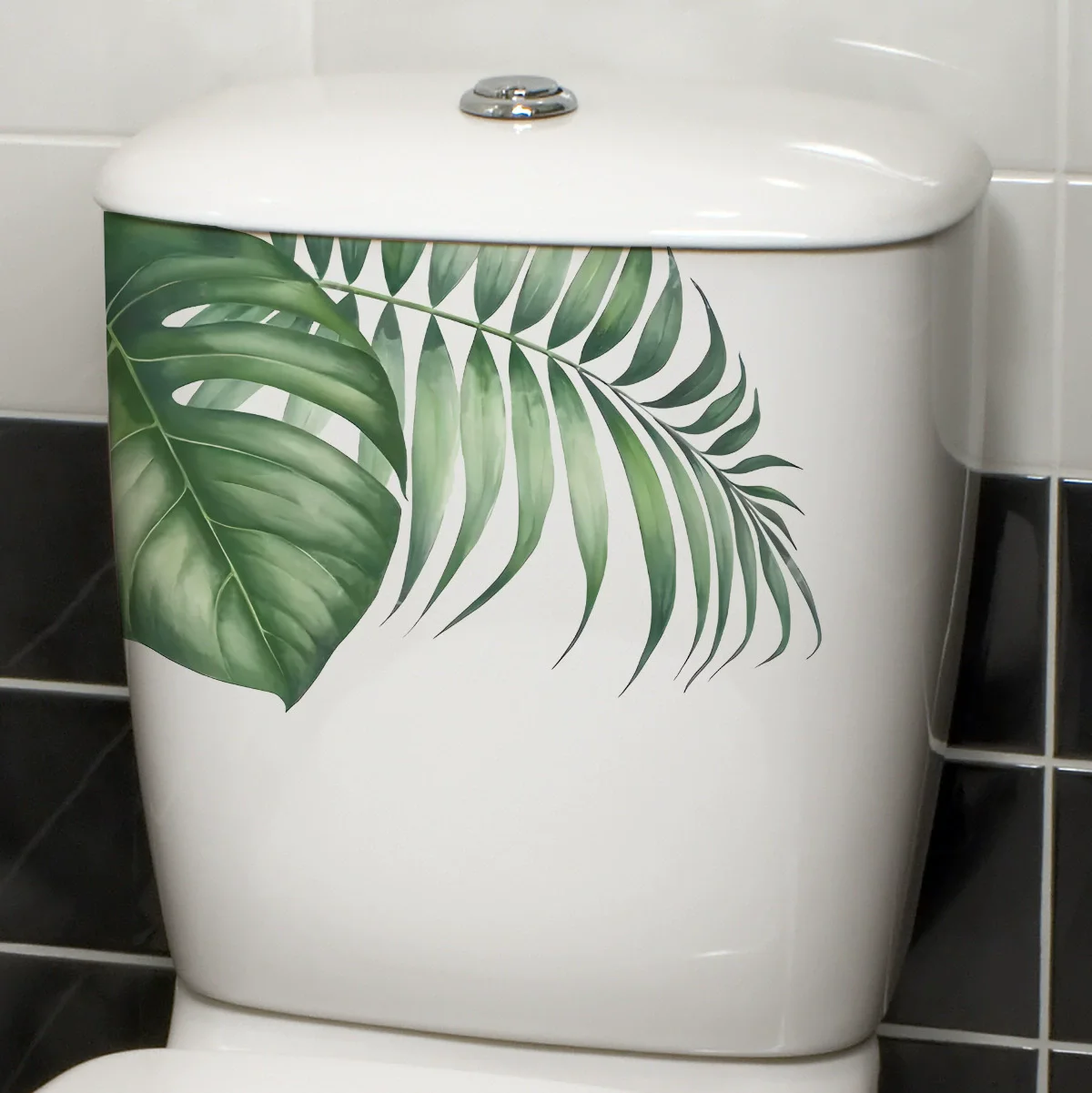 1/2pc Leaf Pattern Toilet Lid Decal, Stickers, Vinyl Decal For Home Decorations, Refresh Your Home, Festival Decoration Stickers