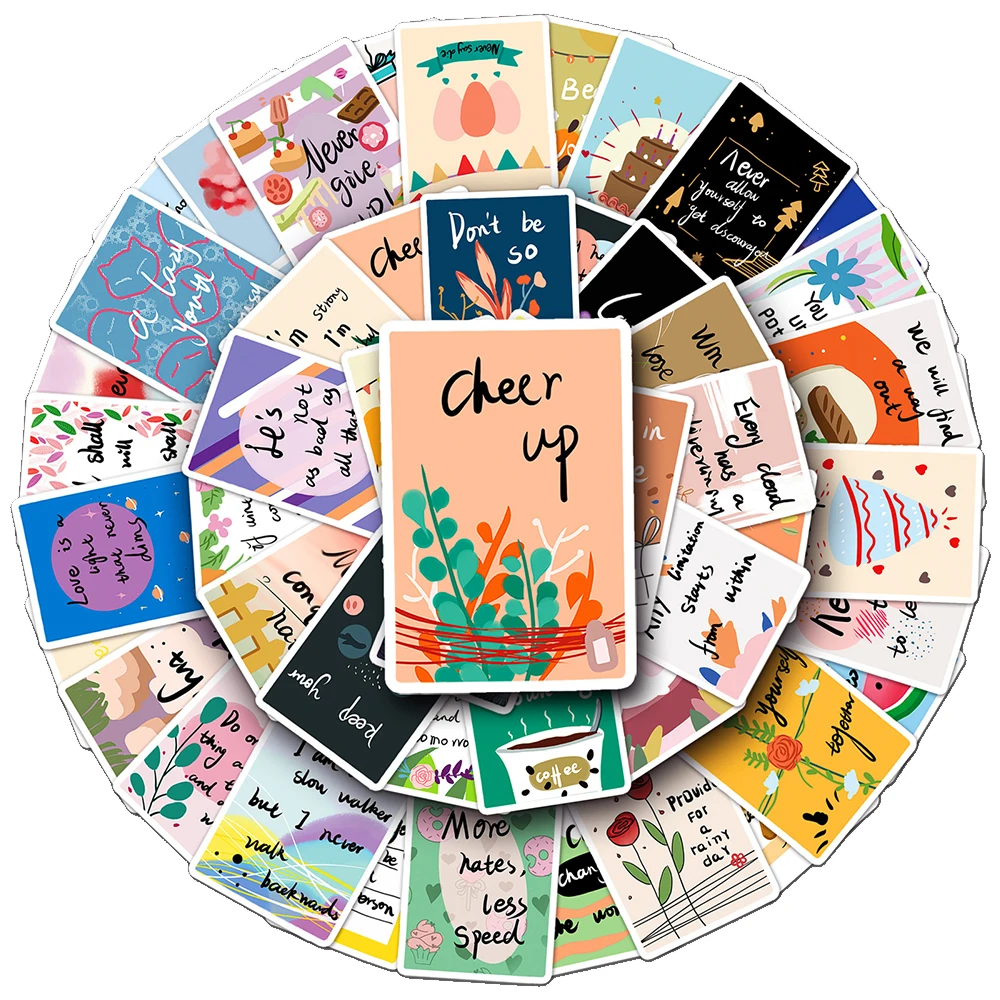 

10/30/50pcs Encourage Labels Aesthetic Stickers Inspirational Phrases Cartoon Decals Scrapbook Phone Laptop Cute Style Sticker