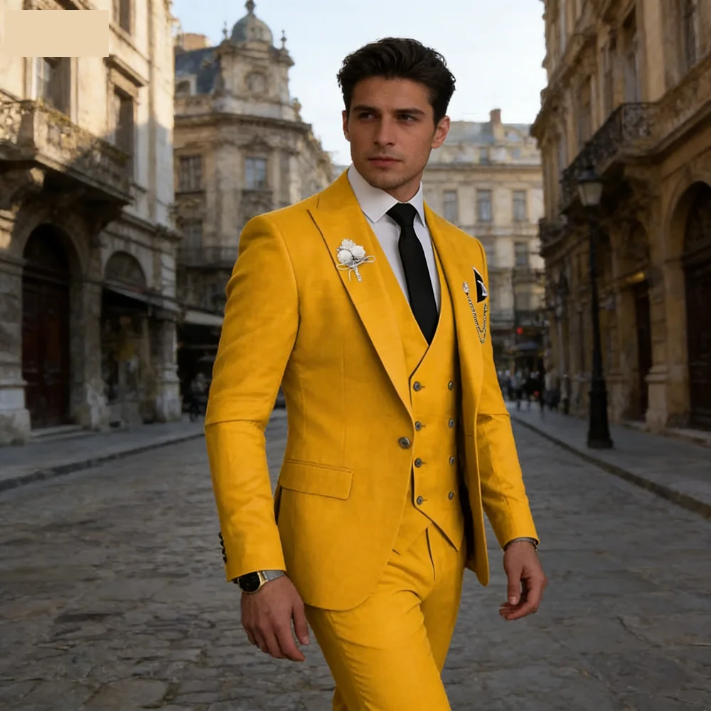 

Chic Blue Men's Terno Set with 3-Piece Jacket Pants Vest Notch Lapel Slim Fit Blazer High Quality for Formal Occasions
