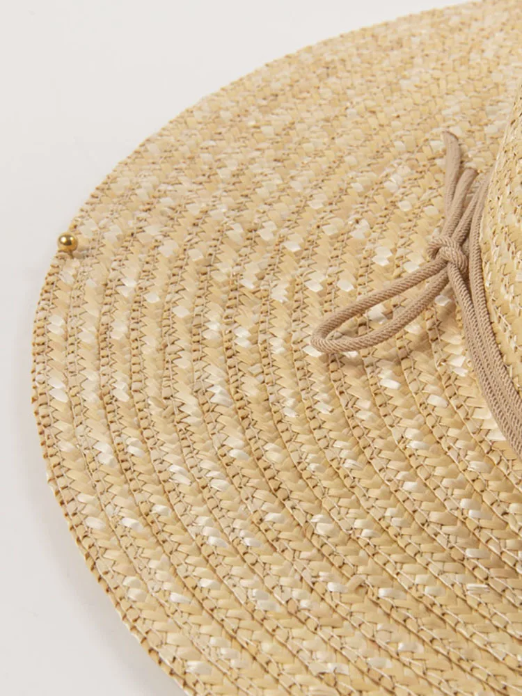 Luxury Desiger Chain Straw Fedora Hats For Women Summer Beach Hat Fashion Panama Sun Hats UV Protective  Wide brim Vacation