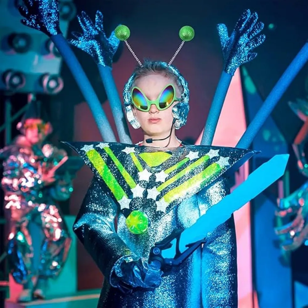 2 Paar Alien-Stirnbänder und -Brillen, Alien-Sonnenbrille mit Regenbogenlinsen, Stirnband mit Antennen für Erwachsene – Detail 5