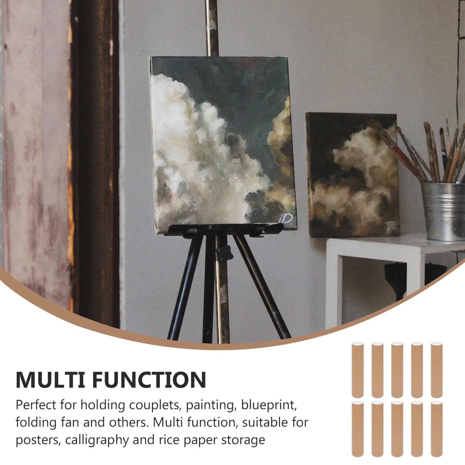 Scatola cilindrica per tubo di stoccaggio per pittura calligrafica da 10 pezzi per distici di Capodanno Confezione regalo Pratica carta d'arte cinese