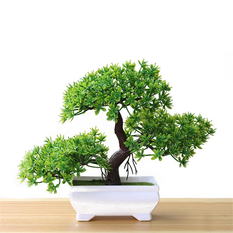 Artificial Plastic Plants Small Tree Pot  Bonsai Fake Plant Potted Flower Home Room Outdoor Garden Decoration