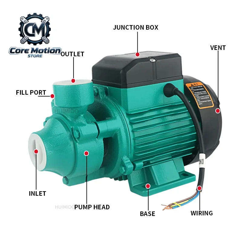 QB60L Vortex Centrifugal Pump, Mini Pressure Booster Pump for Household Tap Water, Clean Water Pump, Solar Water Pump