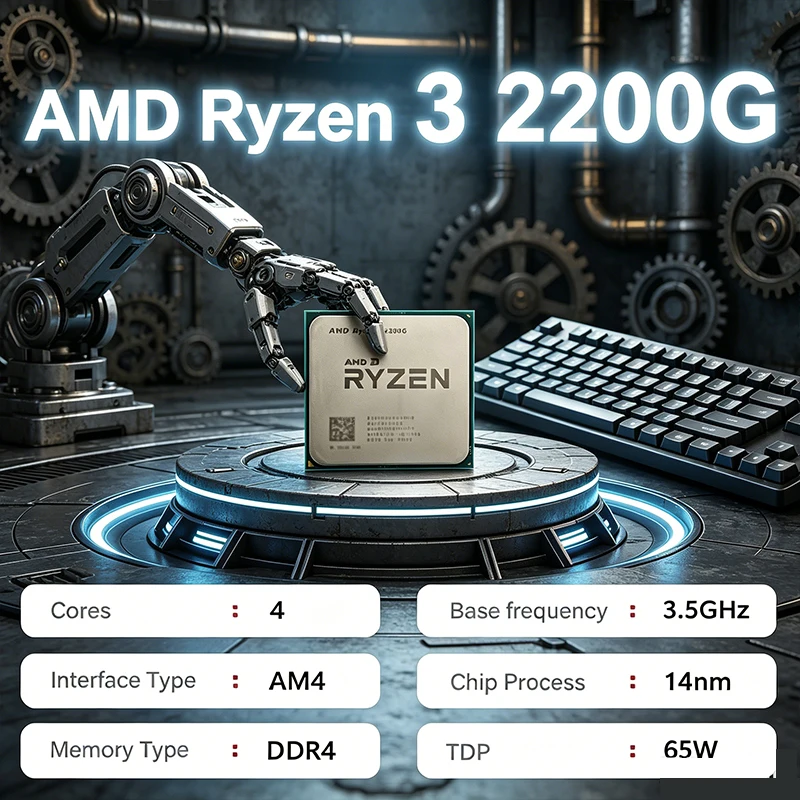 CPU AMD Ryzen 3 2200G R3 2200G 3.5 GHz Zen 0.014 de Cuatro Núcleos y Cuatro Subprocesos YD2200C5M4MFB Socket AM4 Sin Refrigerador