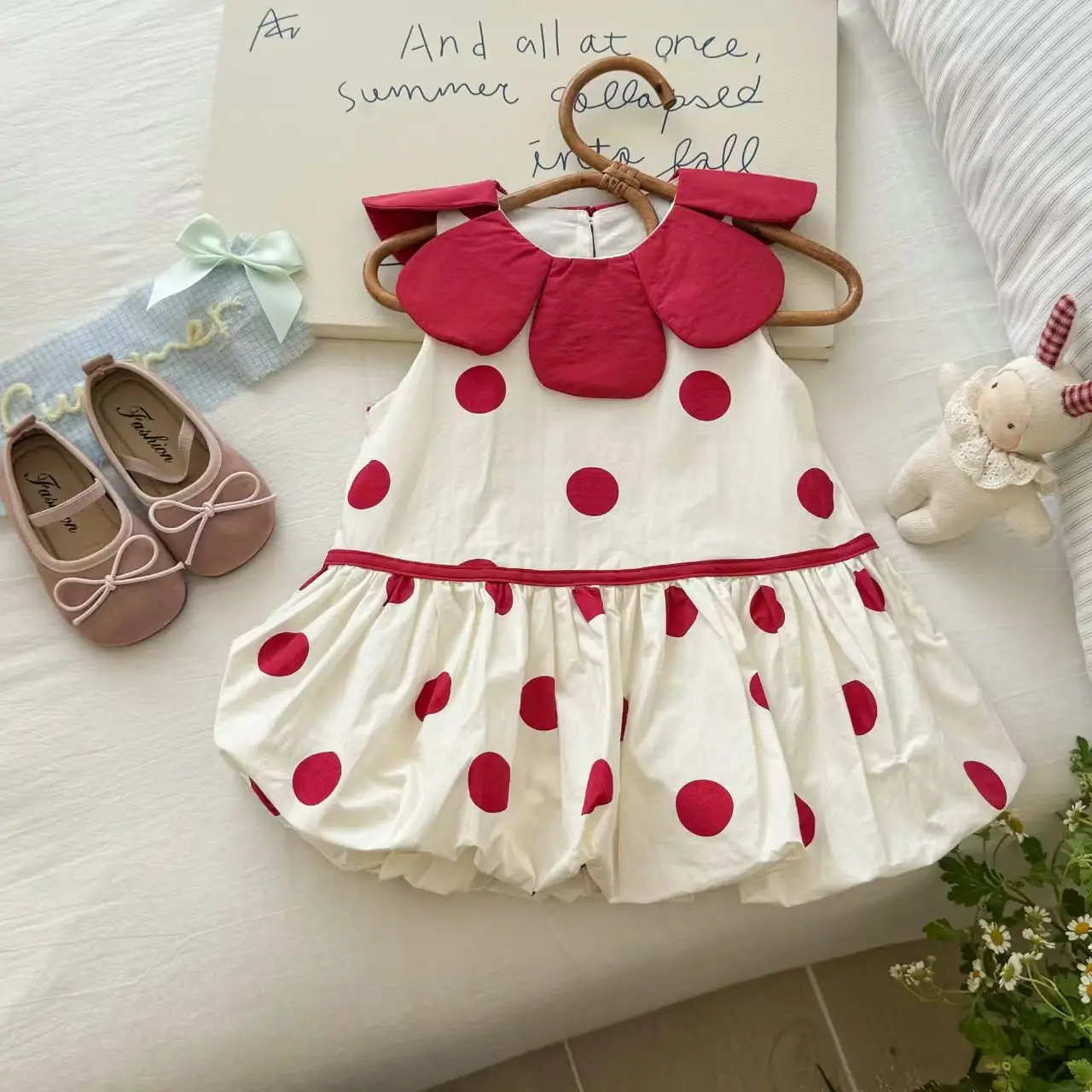 Girls' Petal Contrast Summer Dress 2026 Summer New Baby Girl Cute Vest Flower Bud Skirt Thin