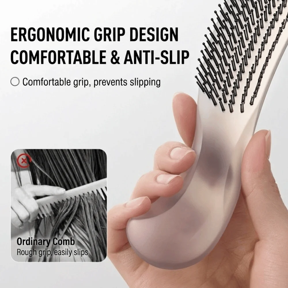 Curved Shape Massage Hair Comb Dual Layer Teeth Matte Grip Curved Styling Comb Scalp Massage Anti Slip Scalp Massage Brush