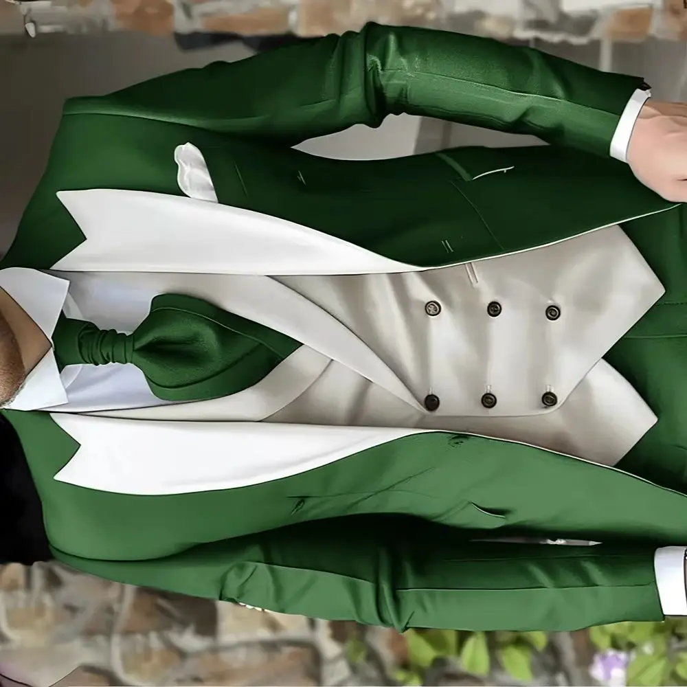 Men's Slim Fit Double-breasted Peak Lapel Wedding Suit High-Quality Pointed Collar Jacket for Formal Carnivals