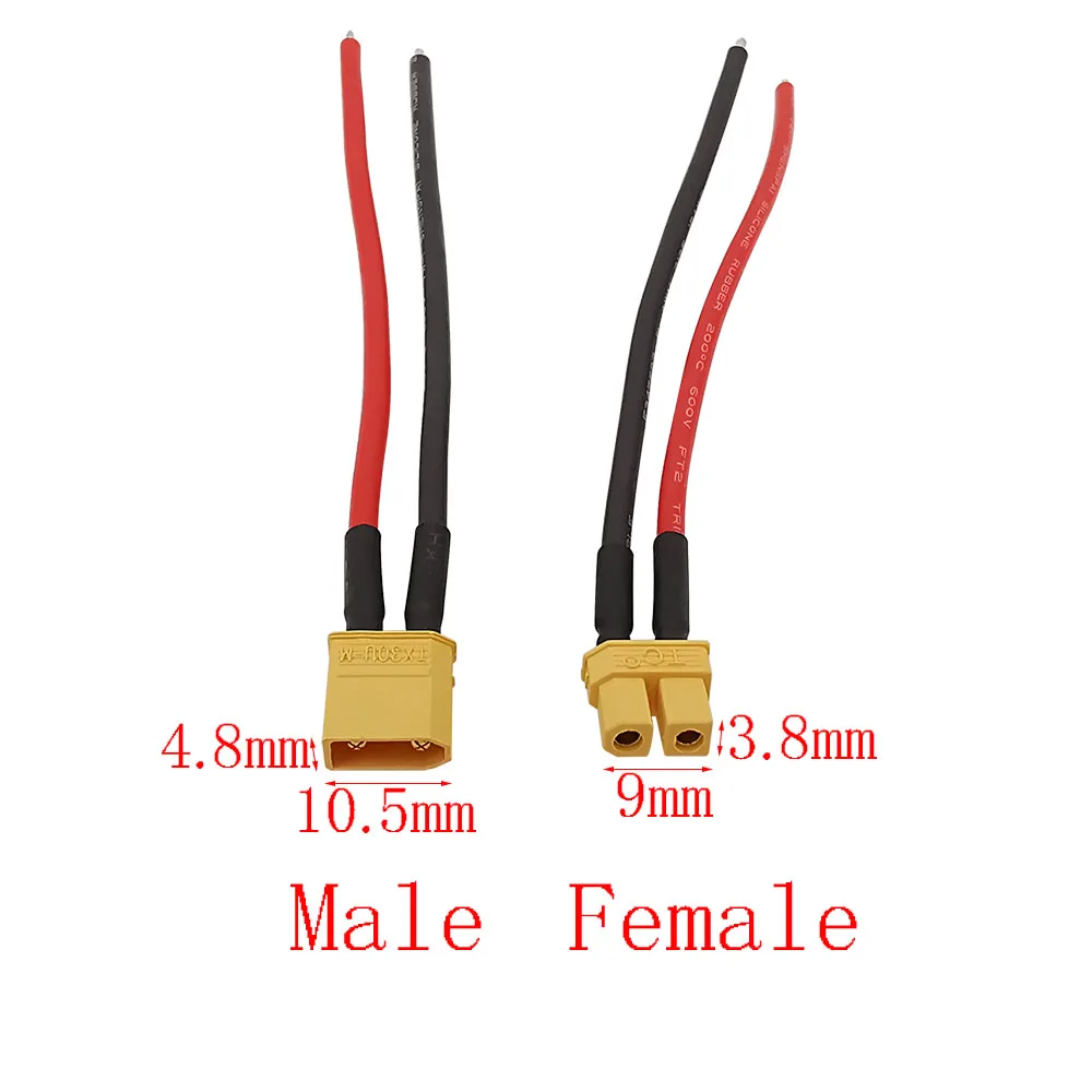 XT30U XT 30 Male / Female Socket Bullet Connector Plugs With 10CM 18AWG Silicone Wire Pigtail For RC Lipo Battery Toys DIY