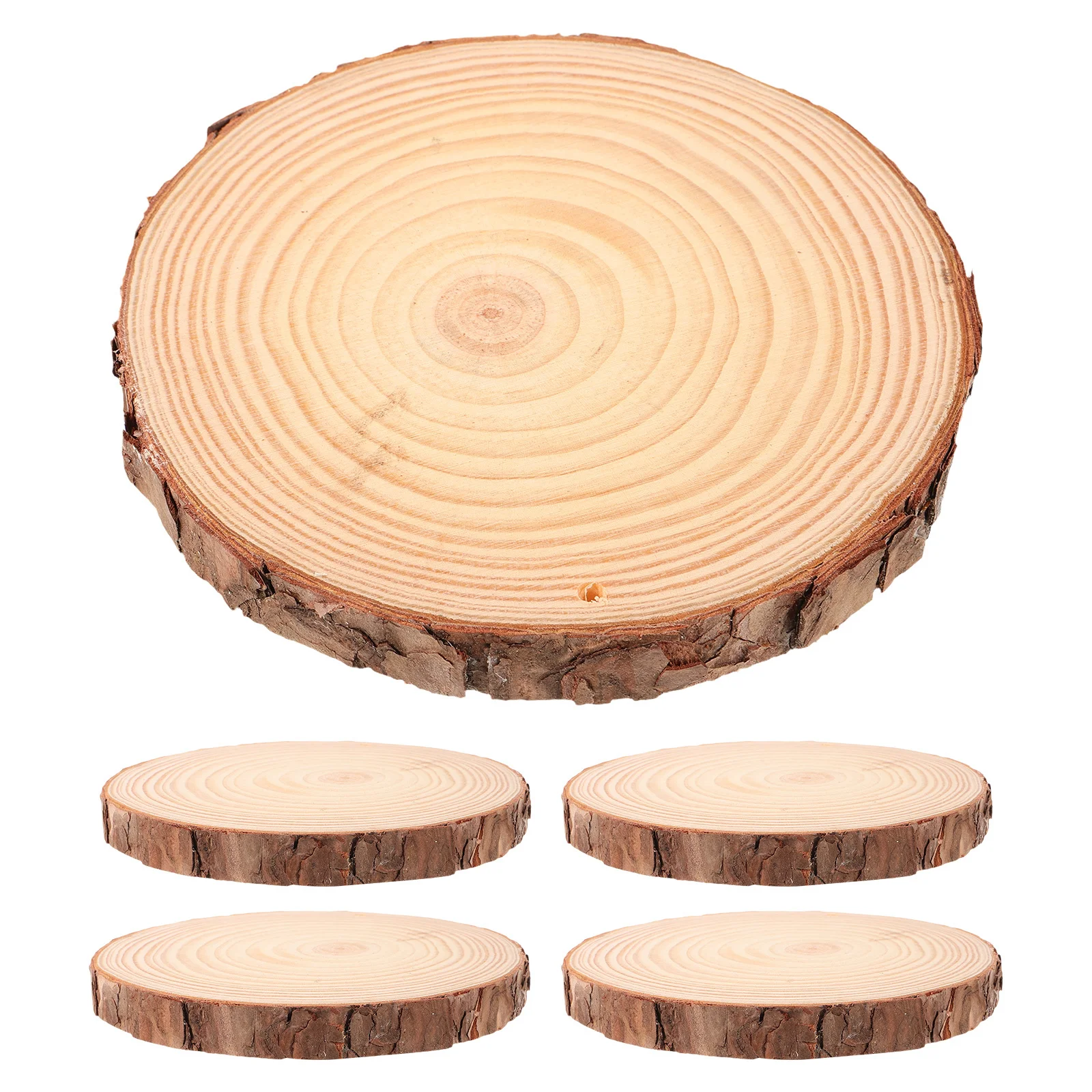 

5Pcs Creative Wood Slice Decor Natural Rustic Round Discs for DIY Painting Crafts Centerpieces 14-15Cm Unfinished Wooden Craft