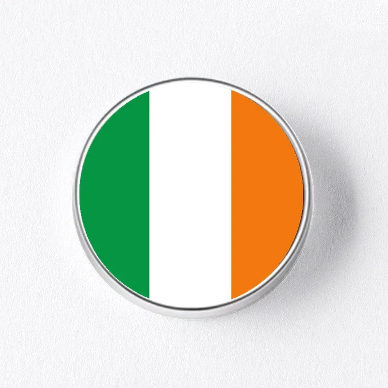 3D Irish Flag Ireland Republic National Flag  Logo Silver Metal Fridge Magnets with 3.2cm Pattern Is Used To Decor