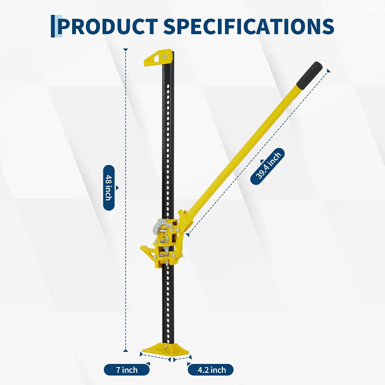 Tacleekii 48in 60in Farm Jack 3 Ton Offroad Jack 5.2-41.8 in Lifting Range 7000 LBS Utility Bumper Lifter with Labor-Saving Long Handle for Car, Tractor, Truck, SUV
