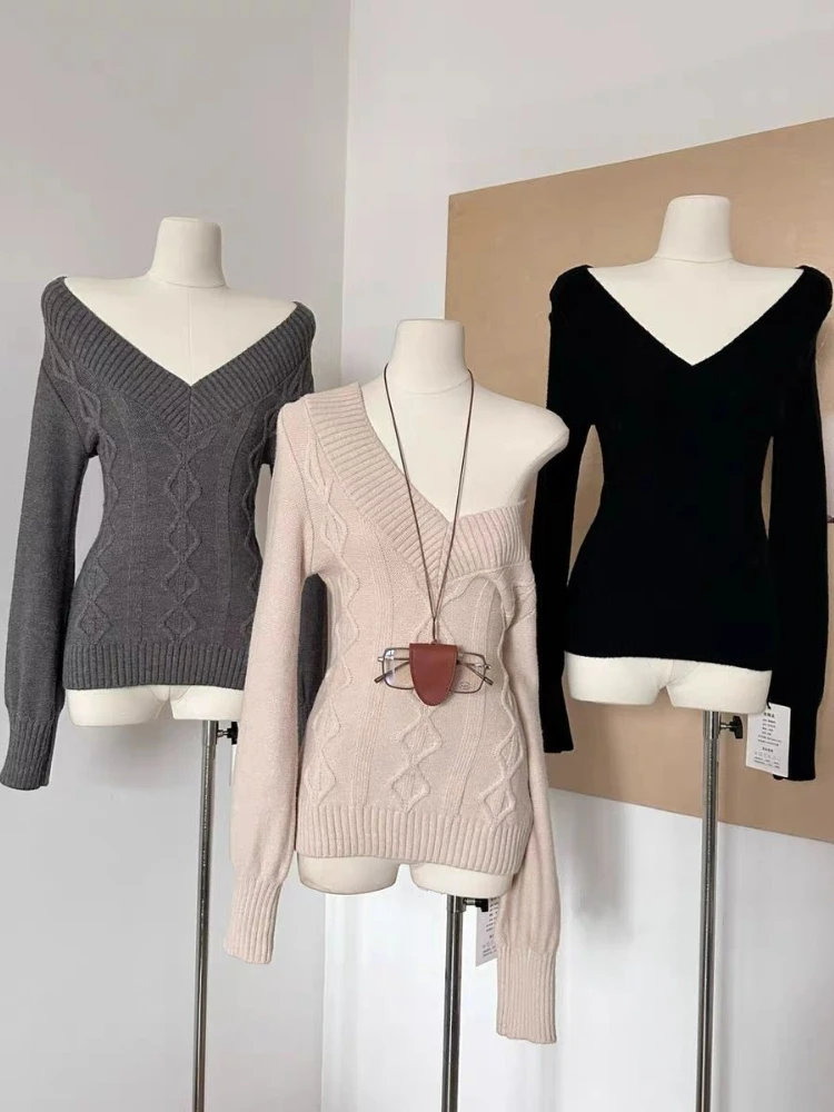 Elegant Autumn Winter Woman Korean Fashion Cute Pullover Sweet 2000s Sweater Elegant Oversize Knitwears Designer Aesthetic Chic