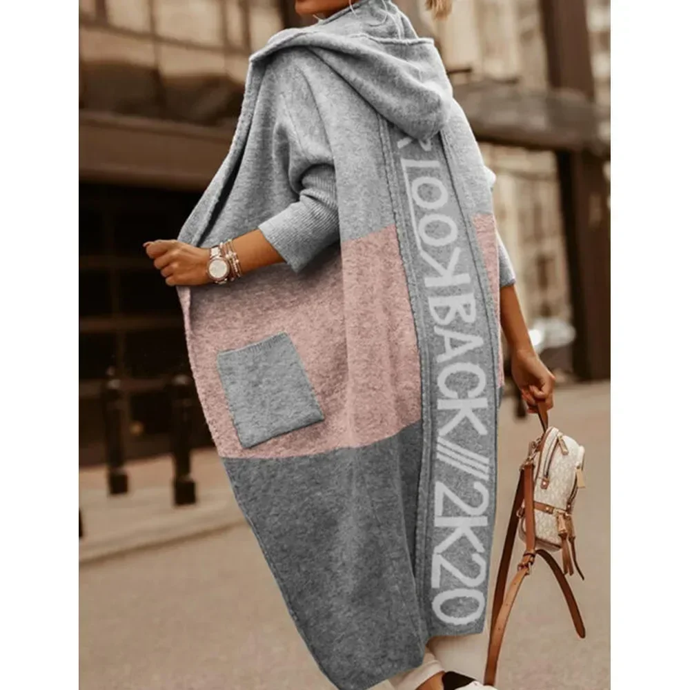 Knit Sweater Women Cardigans Spring Autumn Winter Letter Maxi Loose Soft Coat Korean Long Knitted Jacket Cardigan Sweater