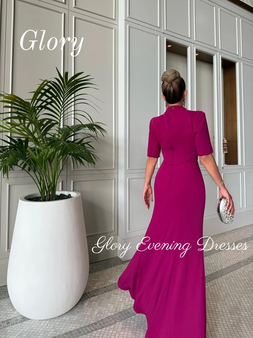 

Purple Strapless Prom Dresses Strapless Floor Length High Collar Evening Dresses Sleeveless Saudi Customized Formal Dres