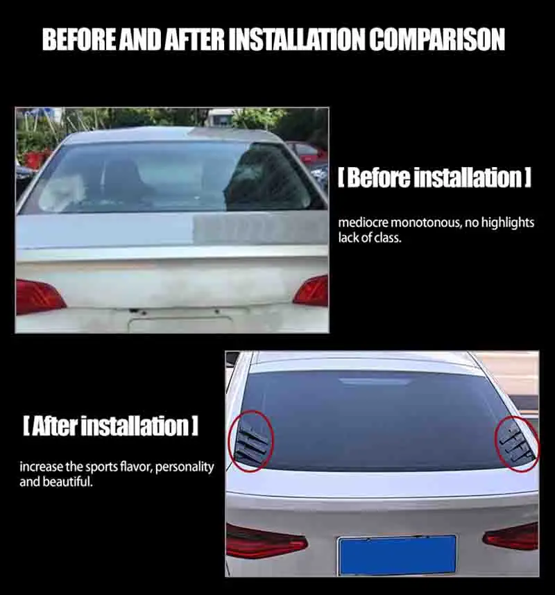 Pára-brisa traseiro do carro adesivo decoração acessório automático spoiler lateral divisor guarnição persiana janela pára-sol para carros