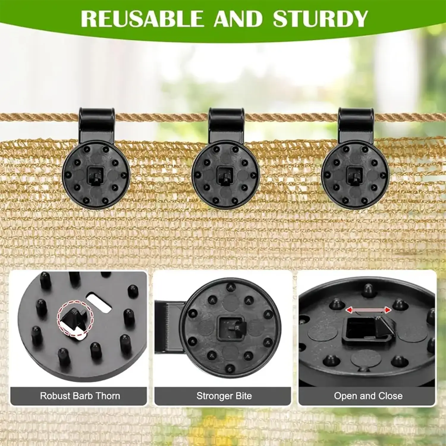 50 قطعة من القماش شديد التحمل، مشابك نباتات حديقة عالمية للقماش المشمع، الشبكة، المظلة، السياج #4