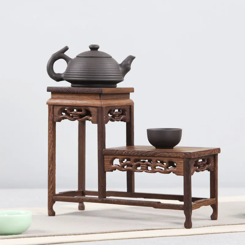 

mahogany teapot shelf tea set small antique chicken wing wood solid height Duobaoge base