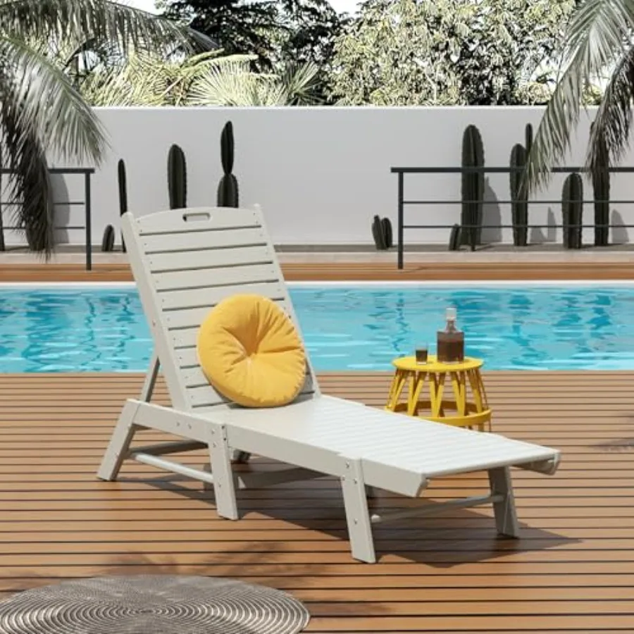 

Malibu Poly Reclining Outdoor Patio Chaise Lounge Chair Adjustable, Sand