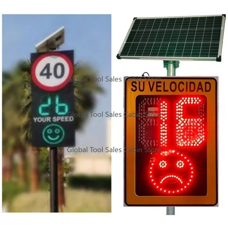 

Solar Powered Radar Safety Signs Full Matrix LED Display Speed Limit Board with Smile Traffic Signs for Road Safety