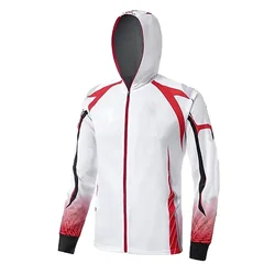 Summer Fishing Shirts Men Long Sleeve Hooded Fishing Upf 50 Breathabble Fishing T-Shirt Outdoor UV Clothing jacket