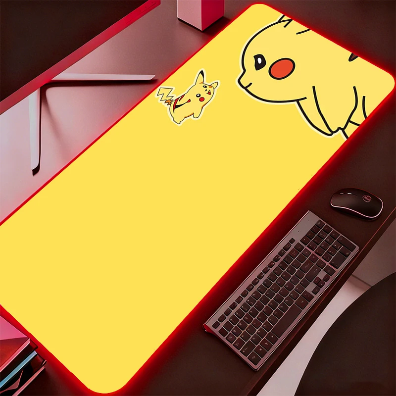 

RGB Mouse Pad Pokemon Pikachu Backlight Large PC Computer Gamer Gaming Accessories LED Mousepad Keyboard Desk Mat Carpet