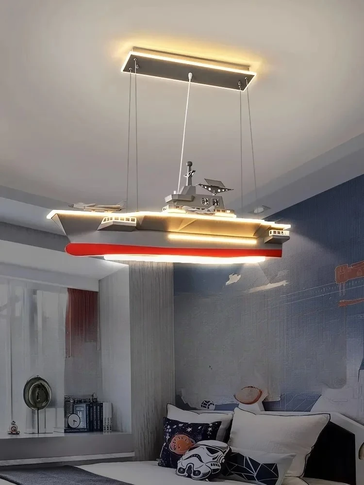 Aircraft carrier pendant light boys' bedroom model front desk exhibition hall creative children's room lights boys' room lightin